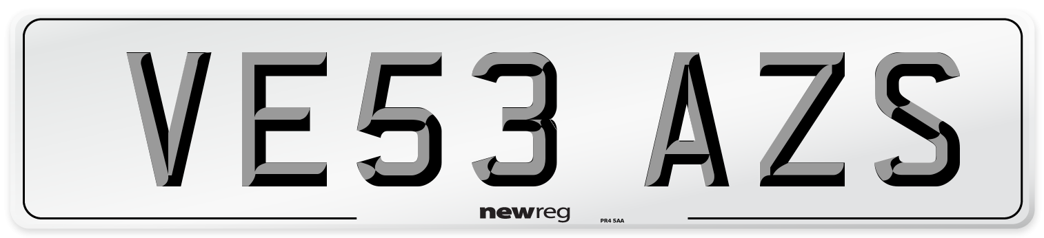 VE53 AZS Number Plate from New Reg